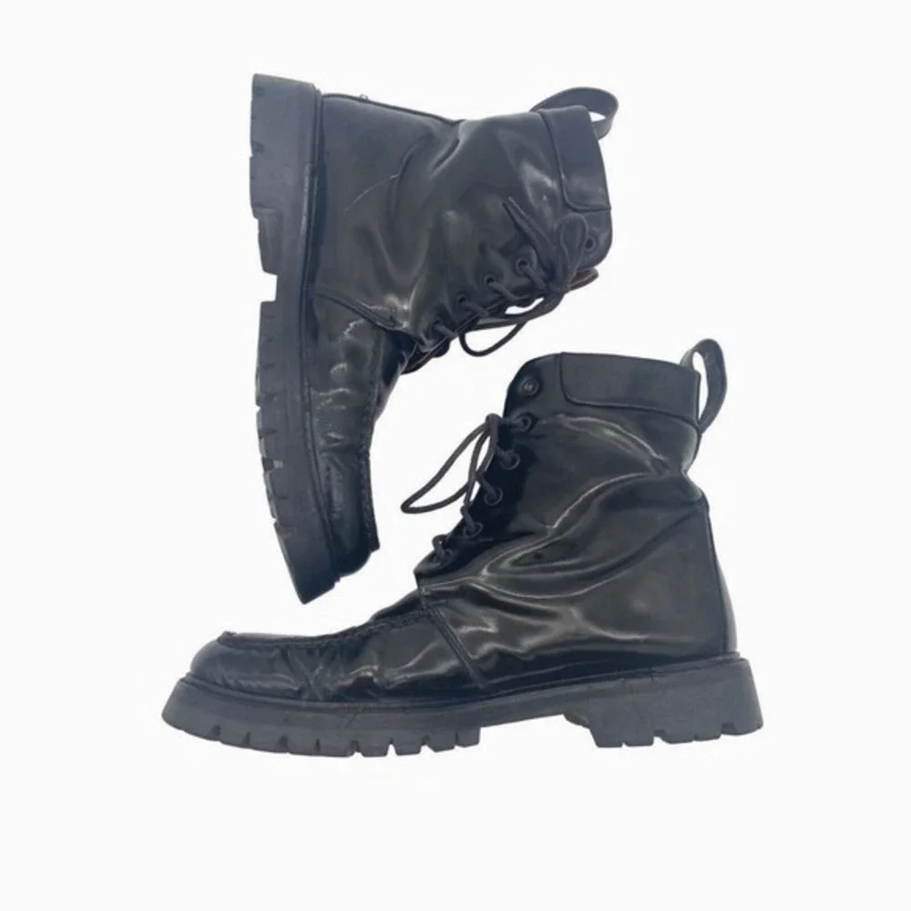 Gucci Mens Gorp Grunge Combat Boots 41.5 E US 8E Black Lug Sole Leather Lace Up